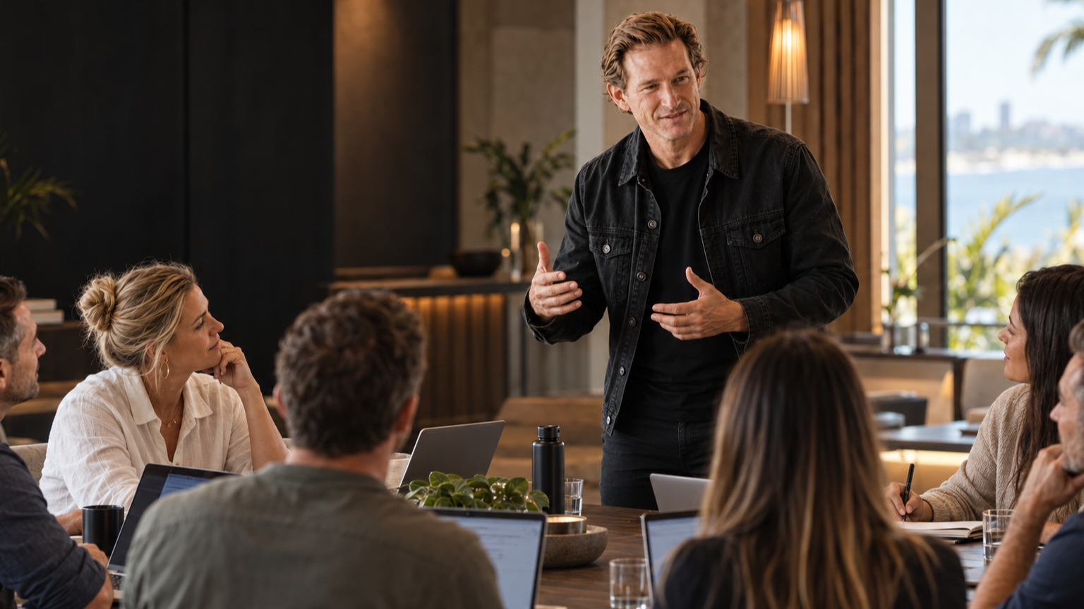 Wade Foxx leading a practical AI workshop with business owners